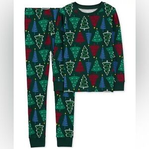 Carter's Green and Red Tree Pattern Pajama Set